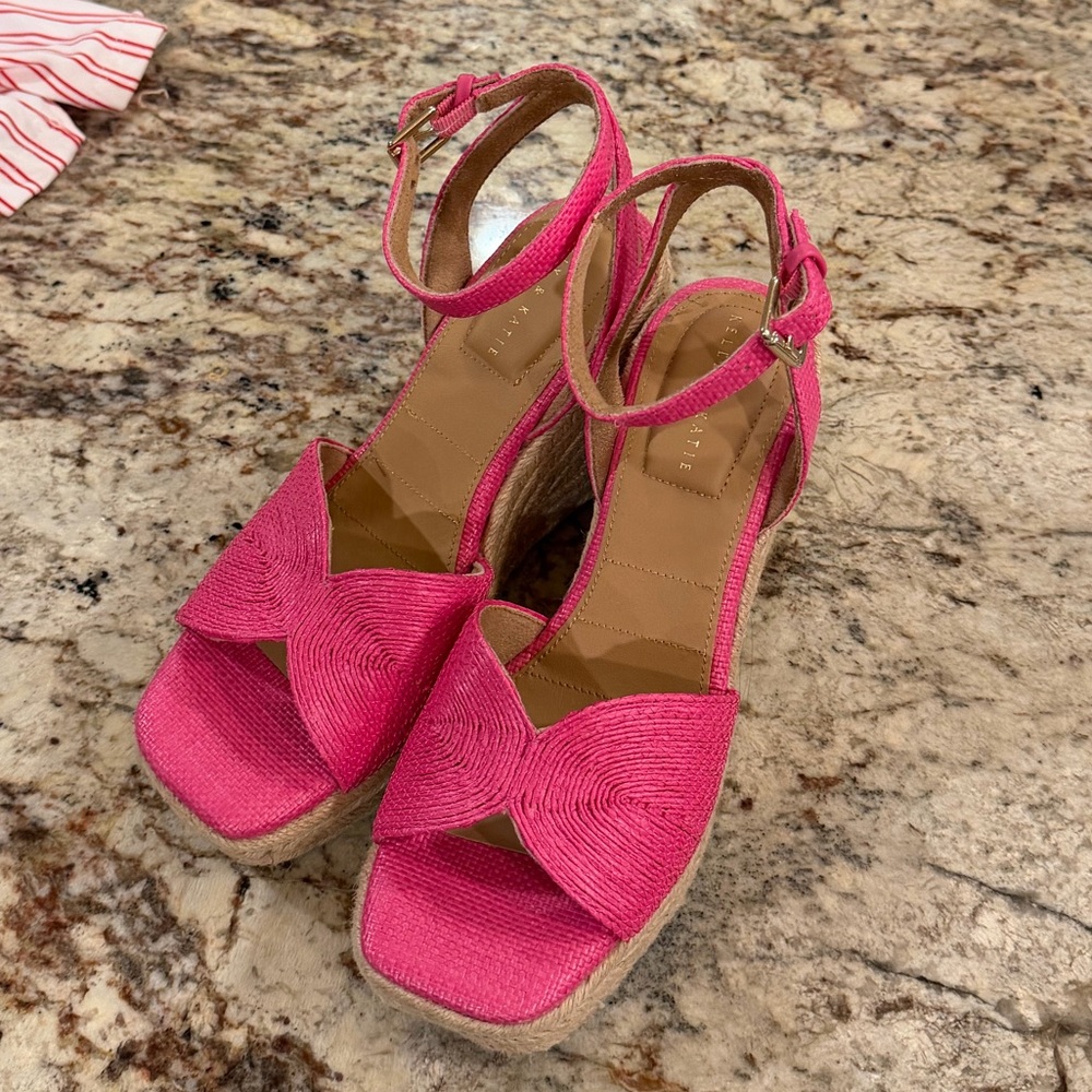 Hot Pink platform wedge Sandals